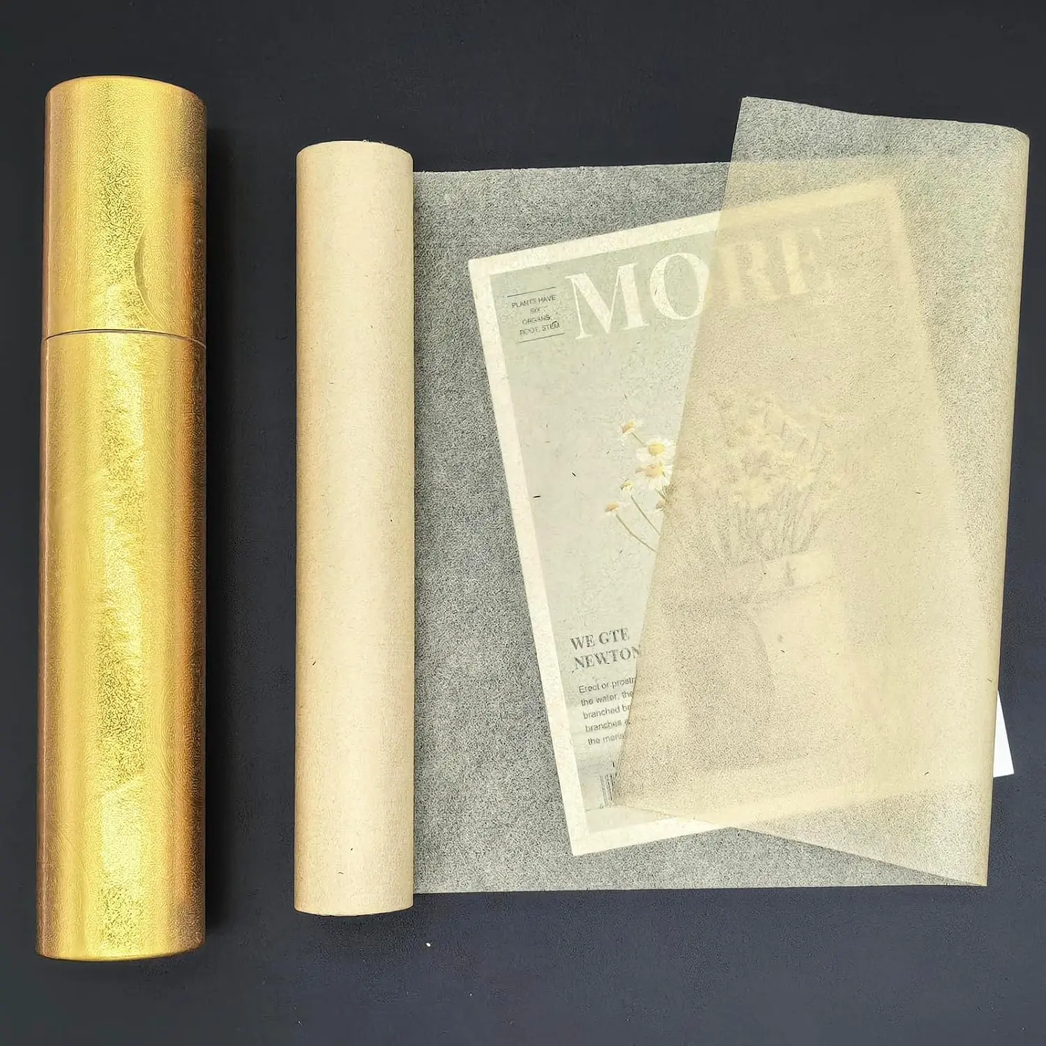 9.4"x787" Art Paper Roll, 16gsm  Fiber Tracing Paper, Ultra-Thin Translucent Antiquedfor Cyanotype, Calligraphy & Lanterns, Includes Storage Tube