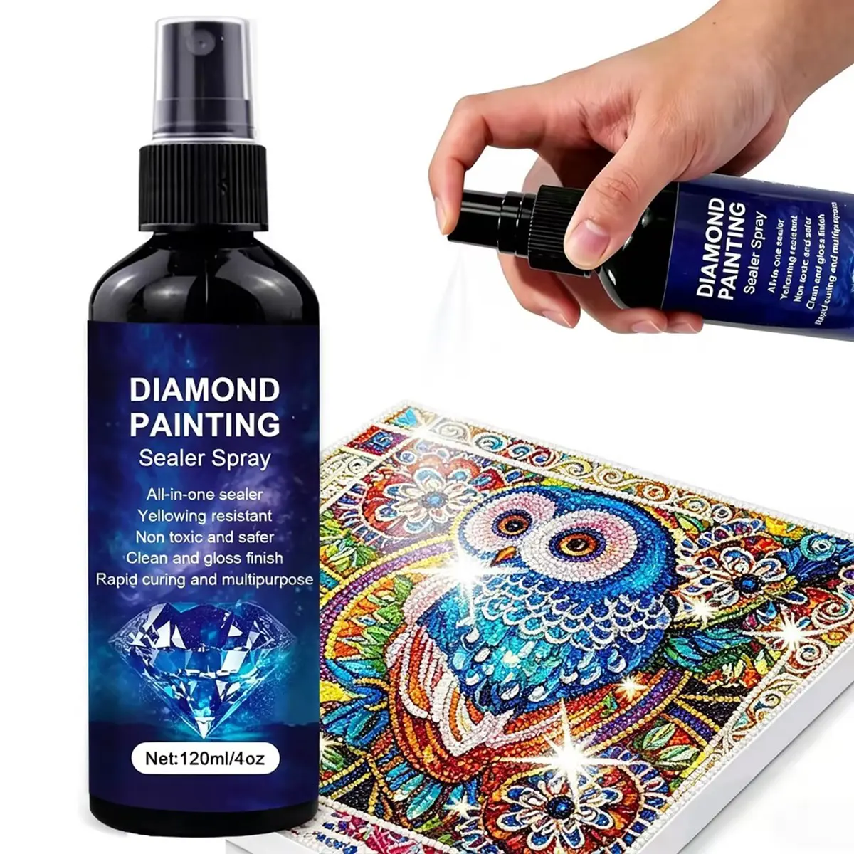 Upgrade Diamond Painting Craft Sealer Spray, Fast-Drying 30-Minute Diamond Art Sealant, Keeps Diamonds Fixed and Shiny, Glossy Finish, Easy to Use, No Brush Needed