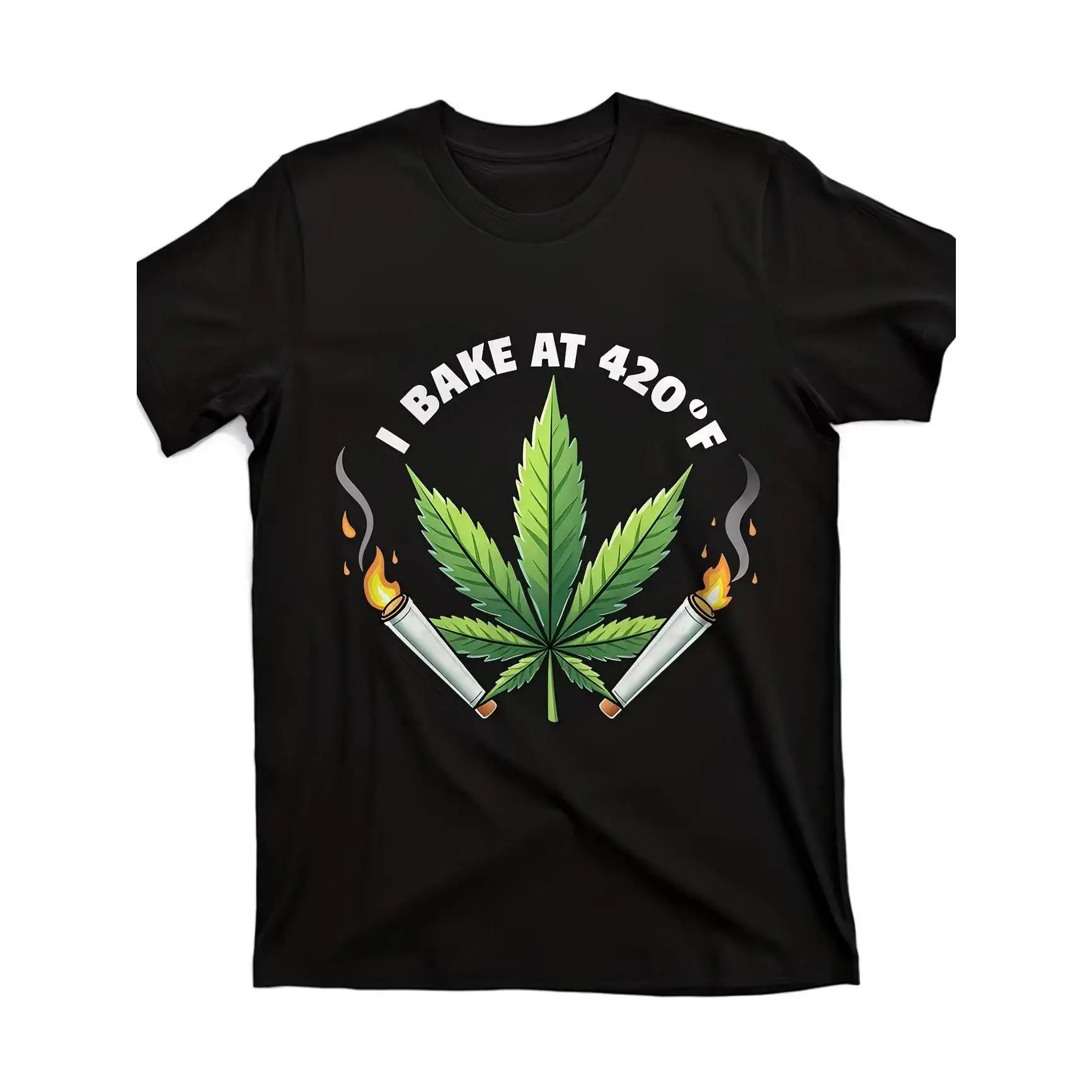 Men's 420 Culture Short-Sleeve Graphic T-Shirt - Breathable Cotton Round Neck, Leaf Smoke Print, 420 Number Design, Fashion Menswear, Fitted Streetwear Basics for 4/20 Events, Gym Matching Casual Wear, Shortsleeve