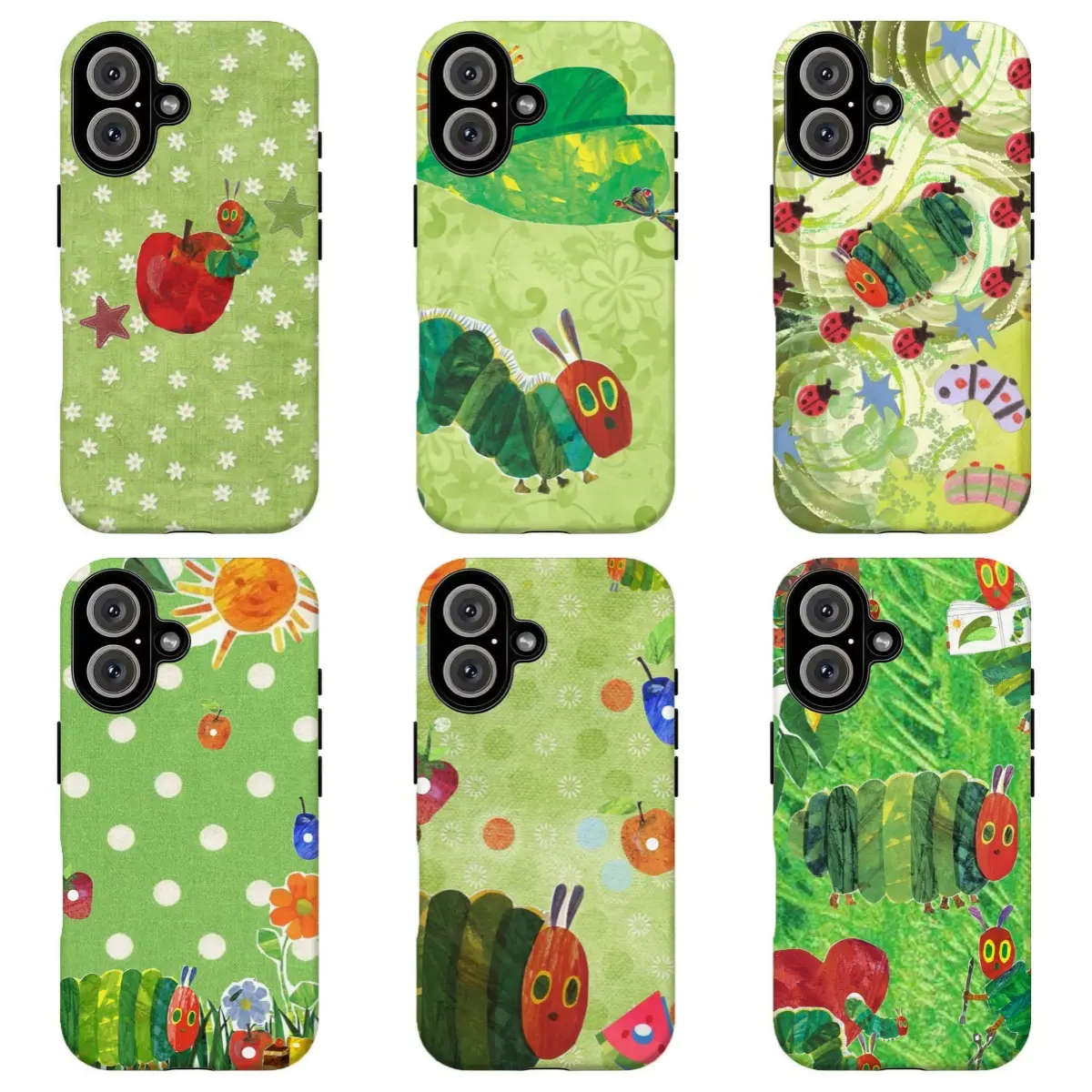 Vibrant Leafy Green Hungry Caterpillar Phone Case | Green Floral Caterpillar Phone Cover For iPhone 17 Pro Max 16 15 14 13 12 11 for Samsung S21 S22 S23 S24 S25 S26 Phone Case