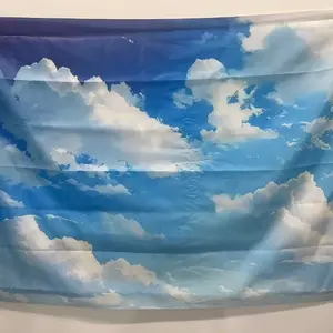 Sky Theme Party Banner, Decorative Banner, Sky Clouds Pattern Backdrop, Photo Background Cloth, Photo Backdrops, Indoor & Outdoor Background Decoration for Home Party, Ornaments