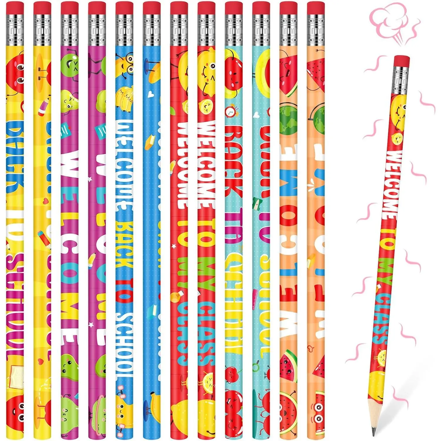30 count Welcome  to School Pencils  School Pencils Holiday Pencils  Scented HB Pencils with Eraser for School Stationery Party  Supplies Classroom Prize