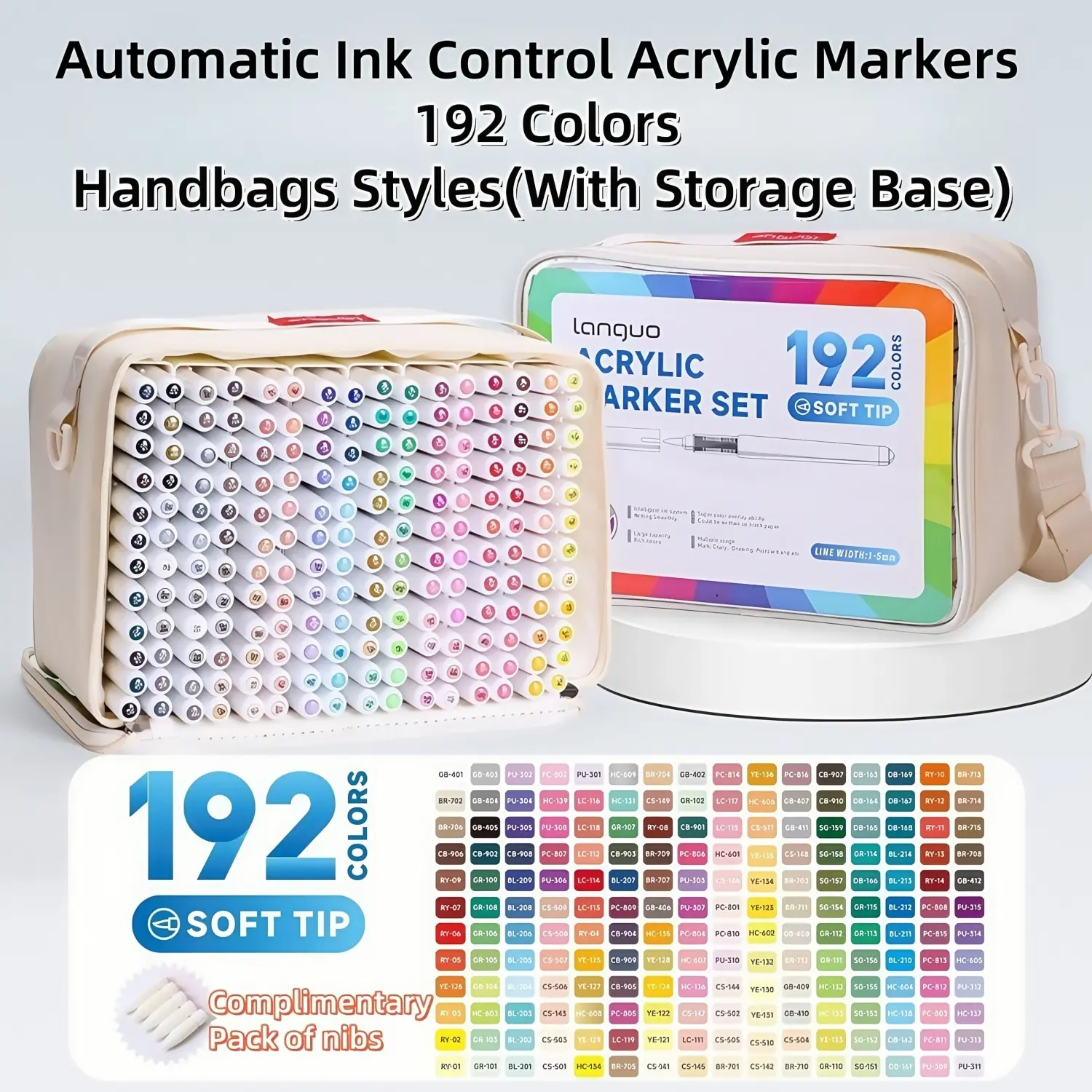 192 Color Soft Tip Acrylic Marker Set, Erasable Glass Pen, Mirror Decor, Ceramic Acrylic Brush, Non-Transparent Art Markers