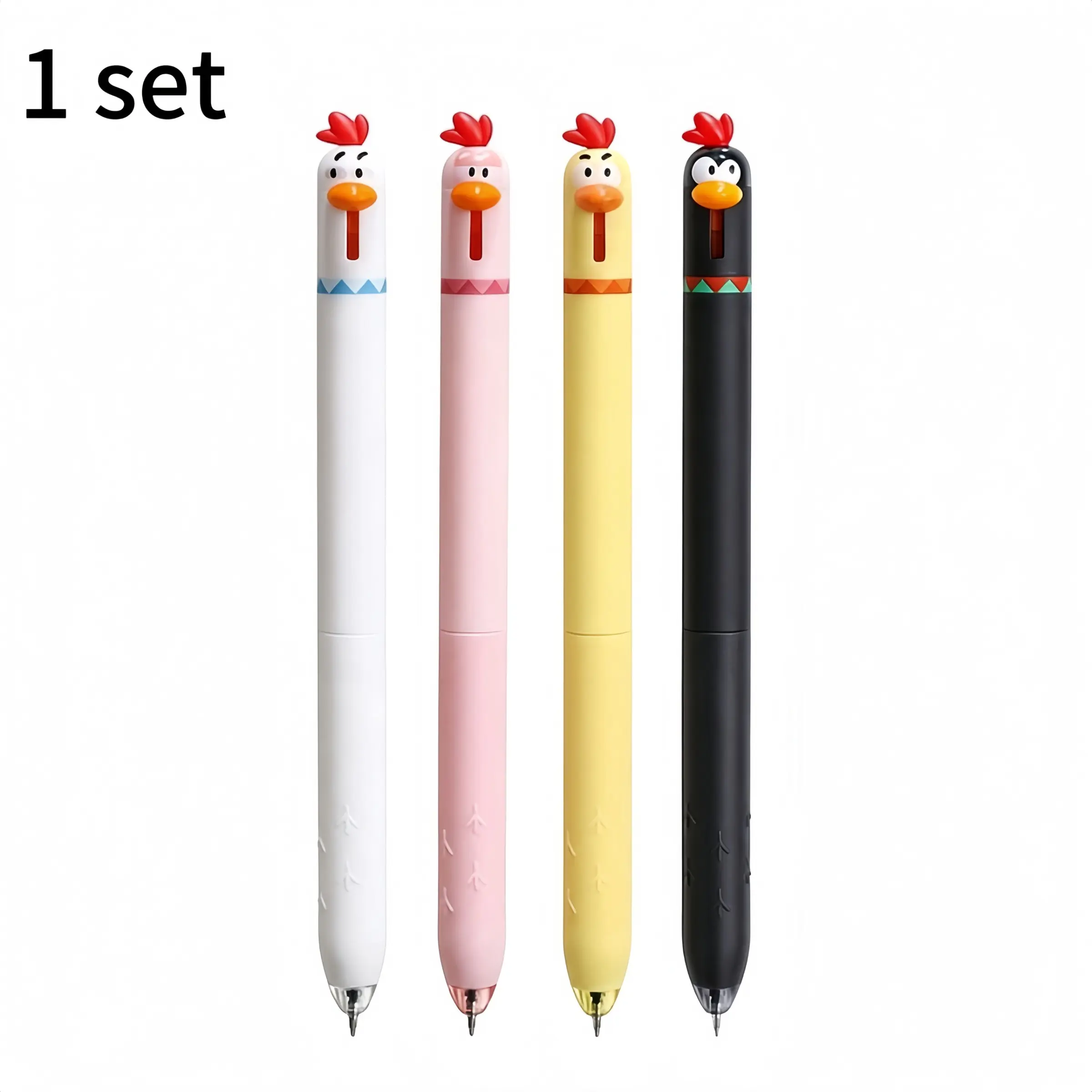 4-Pack Cute Chicken Gel Pens, Neutral Pen, 0.5mm St Tip, Quick-Dry Ink, Smooth Writing, Ideal for Office & Study, Perfect Back-To-School Gift