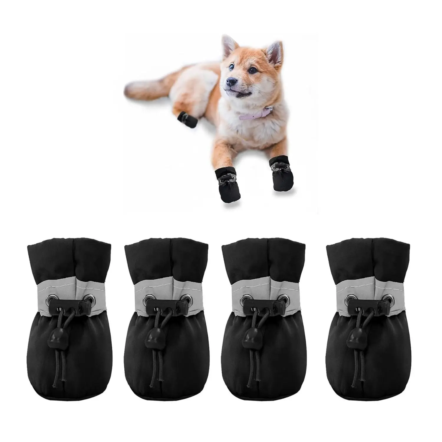 4 Pairs Dog Shoes, Soft Breathable Puppy Boots, Adjustable Laces, Non-Slip Sole, Easy Clean, Ideal for Spring Summer Outdoor Indoor Activities