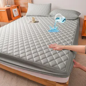Warm Waterproof Mattress Protector, Thick Pure Color Quilted Bed Cover, Deep Pocket, Breathable Bedding, Perfect Holiday Gift