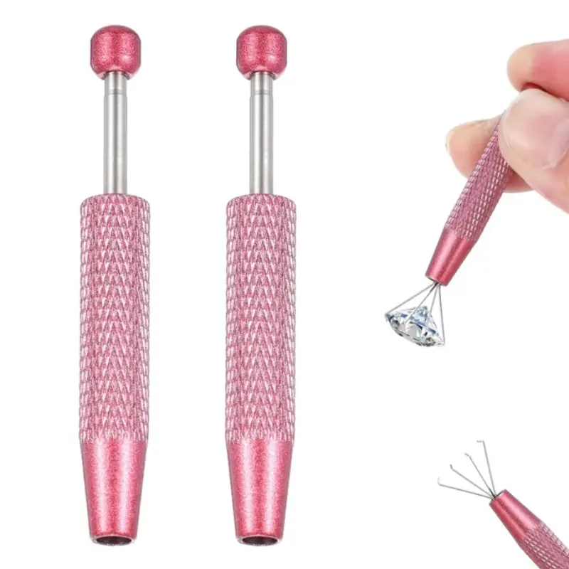 Piercing Ball Grabber Tool 2 Pcs/Set, Mini Grabber Pen Stainless Steel, 4 Prongs Claw Tweezers, Jewelry Ball Holder, Ear Nose Lip Piercing Kit, Two Pieces Set