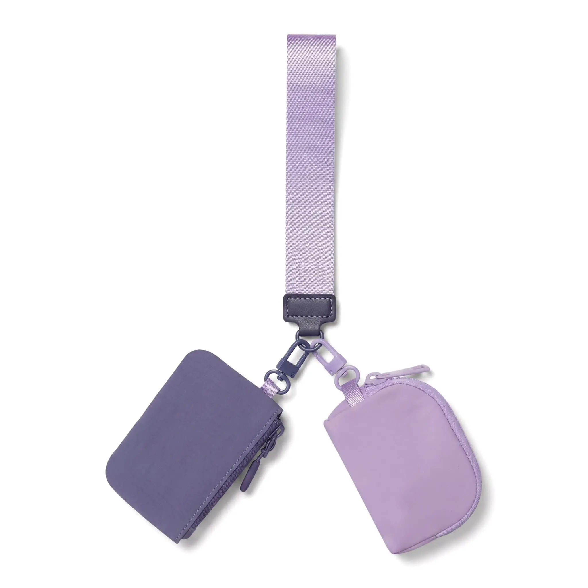 Women's Purple Wristlet Keychain - Casual Chic Clip-On Wallet with Mini Coin Pouch, Detachable Card Holder Lanyard, Durable Daily EDC Travel Gym Essentials, Everyday, Fabric