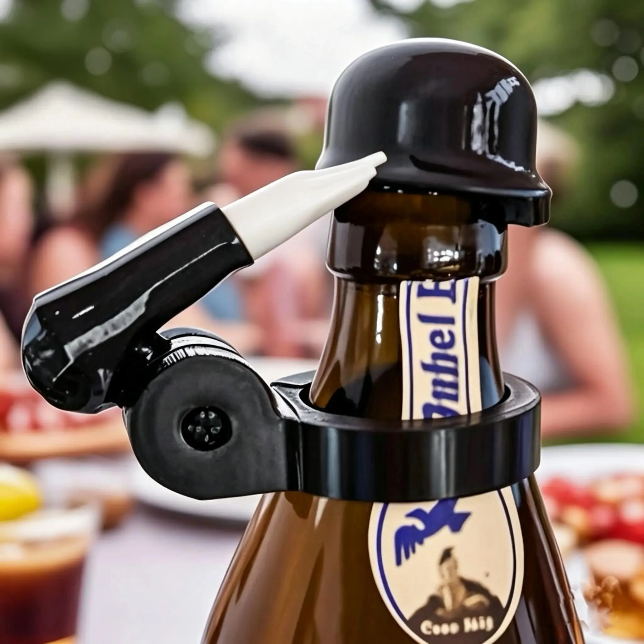 Soldier Salute Beer Bottle Helmet, Unique Design Protective Headgear, Ideal for Parties & Events, Durable Material Construction, Party Accessories, Party Props, Party Photo Prop