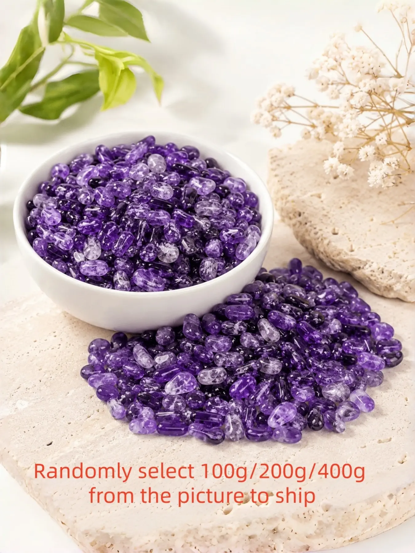 100g/200g/400g Natural Amethyst Crushed Stones, 0.5-1.2cm Holey Fragments, DIY Jewelry Making, Handmade Bracelets, Pendants, Earrings