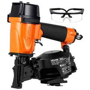 VEVOR Professional Roofing Nailer CN45N, 3/4" to 1-3/4" 15 Degree Air Roofing Nail Gun, 4-5 Nails/S Ultra-Fast Nailing, 70-110 PSI Pneumatic Coil Nailer for Asphalt Shingles, Roof Sheathing