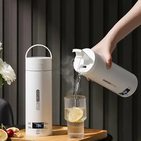 Portable Electric Kettle, Travel Electric Kettle with US Plug, 4 Preset Heating Options, Ideal for Boiling Water for Tea/Coffee, for Home, Office & Business Travel, Christmas Gift