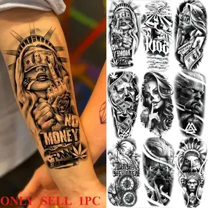 1 Sheet Chicano Gangster Zeus God Temporary Tattoos Ephemeral Tattoos For Men Women Adults Water Transfer Fake Tattoo Sticker  Arm