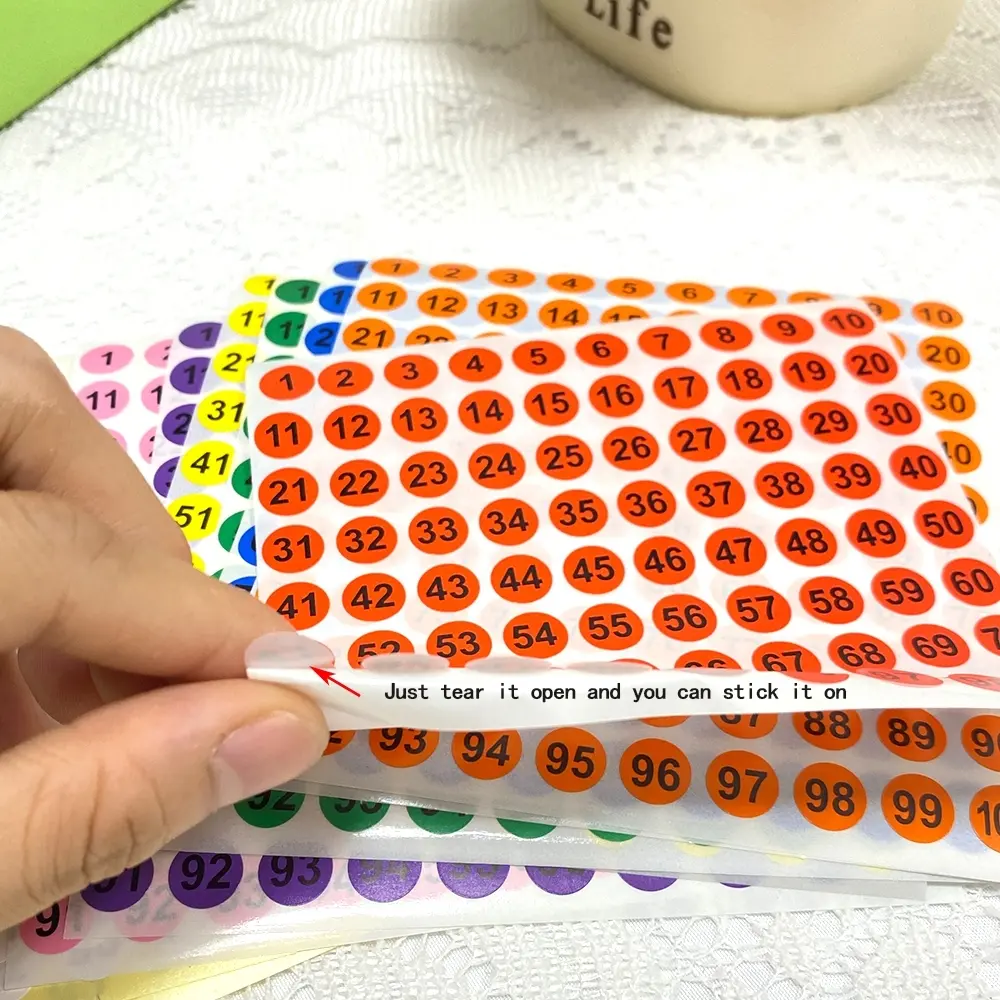 1-100 Circular Number Stickers for Easy Labeling, Round Number Tags for Organizing, Perfect for Crafts and Events