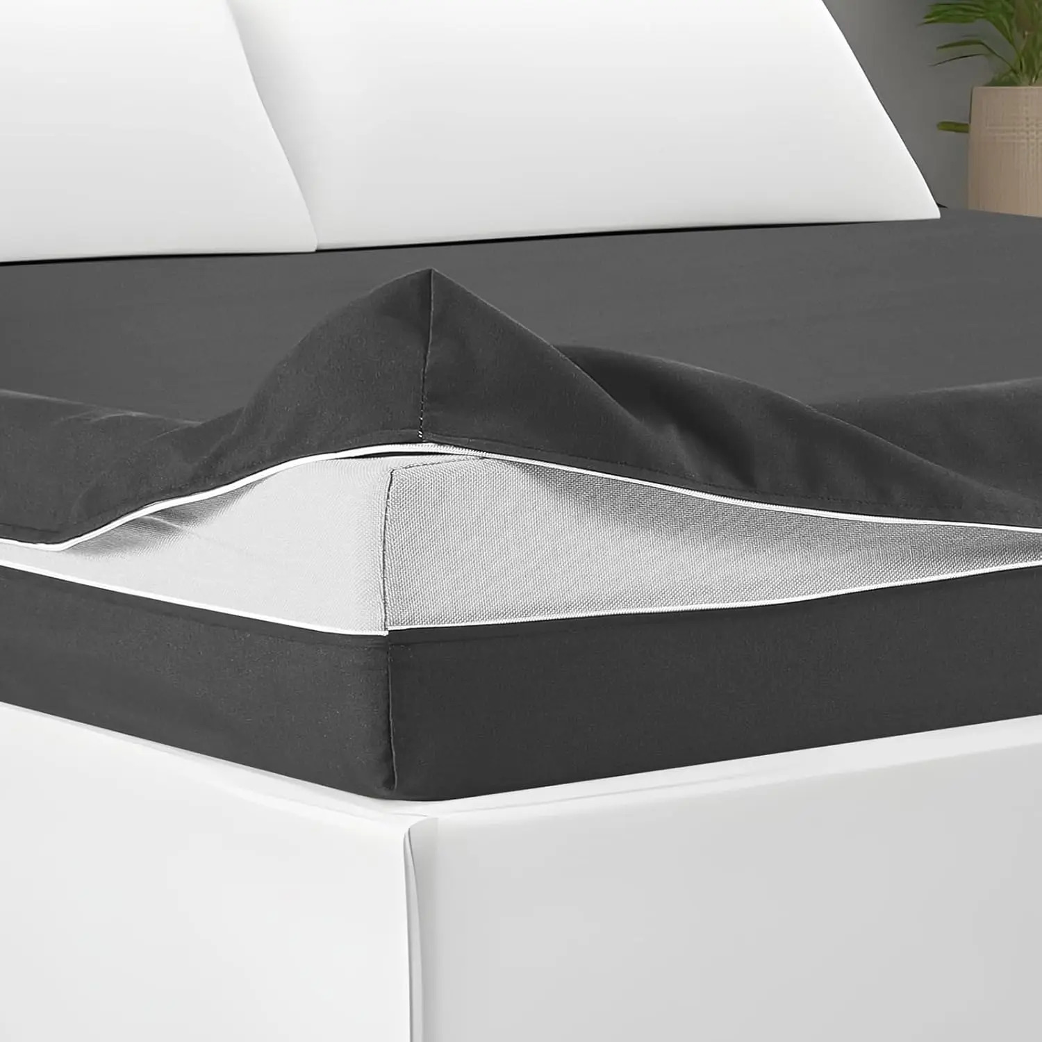 Zippered Mattress Fitted Protector Deep Mattress Encasement Soft Zipper Fitted Sheet Microfiber Bed Sheet Cover, Dark Gray King Size Fits 12-16in Deep Mattress
