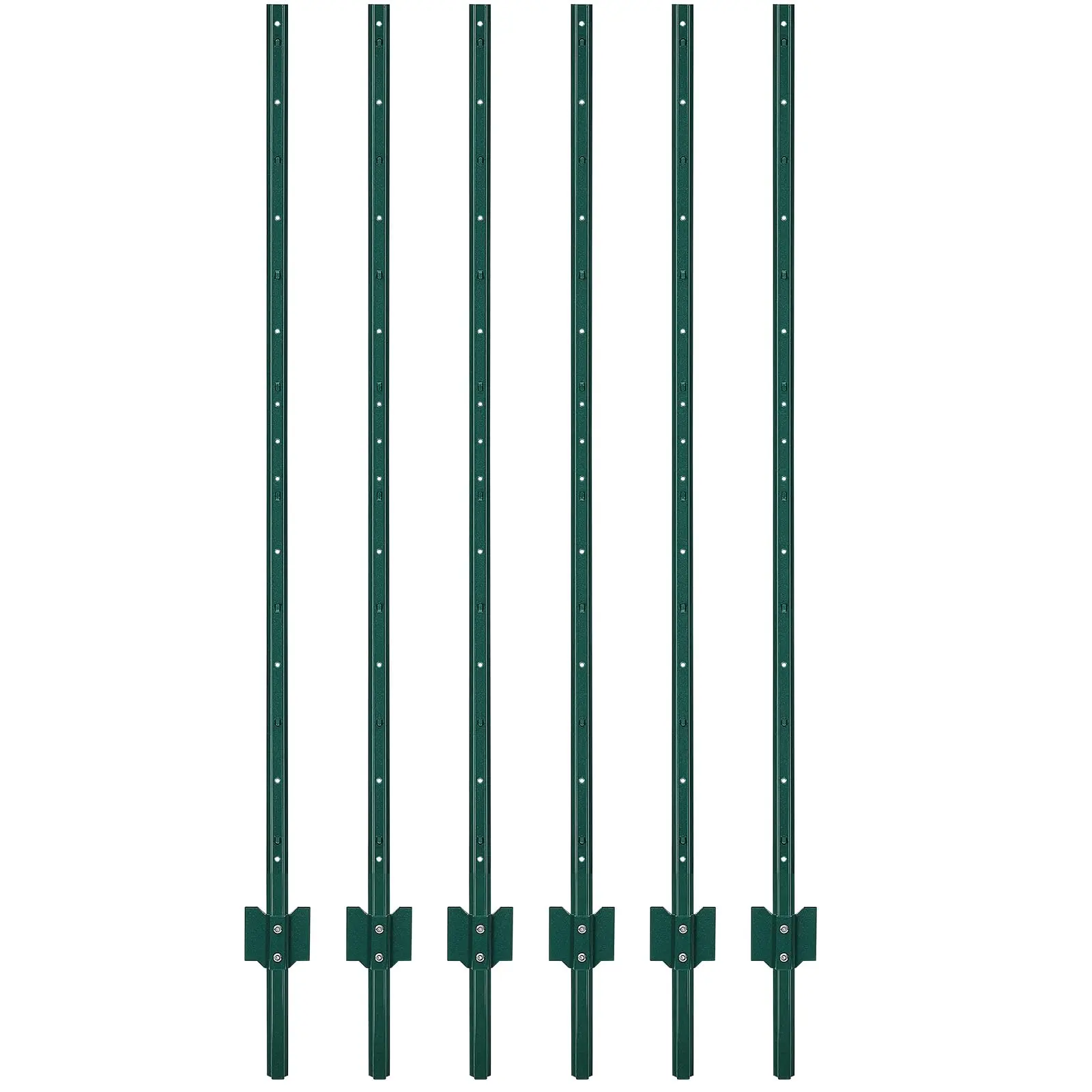 4ft/6ft Green Steel Fence Posts, U-Channel No-Dig Stakes for Garden, Yard & Farm, Rustproof Wire Fencing Poles
