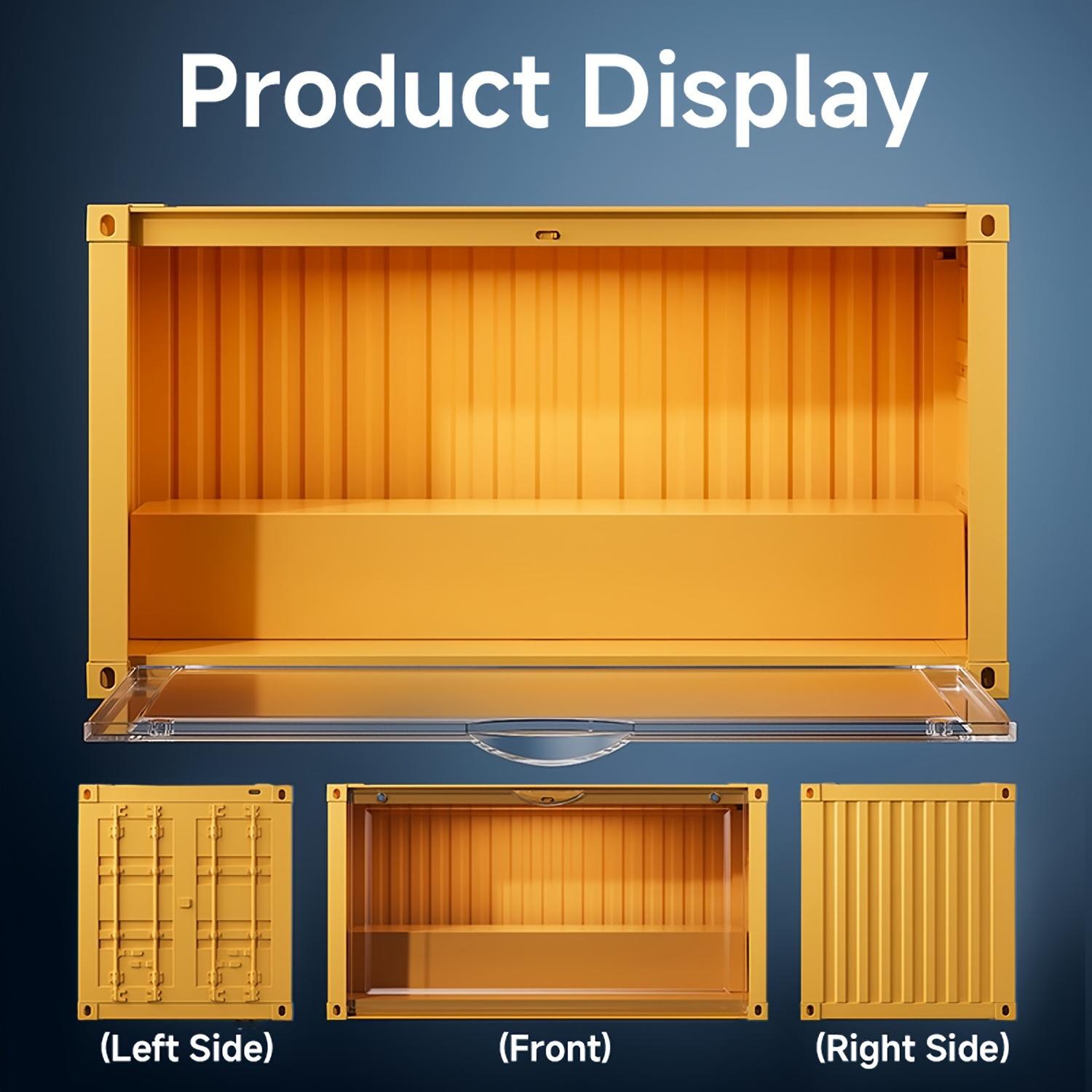 Large Stackable Container-Style Display Case with Magnetic Door & Movable Steps — Perfect for Plush Charms, Figures & Popbean Collectors