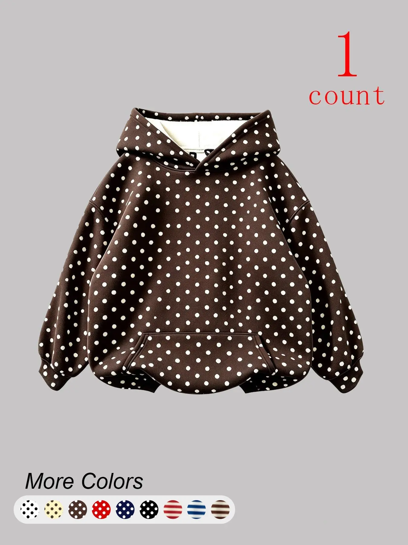 Polka Dot Hoodie Women Long Sleeve Loose Casual Tops Blusas Para Mujer Pocket Hooded Sweatshirt Soft Fleece Daily Streetwear Outfit for Sports Shopping Travel Lounging