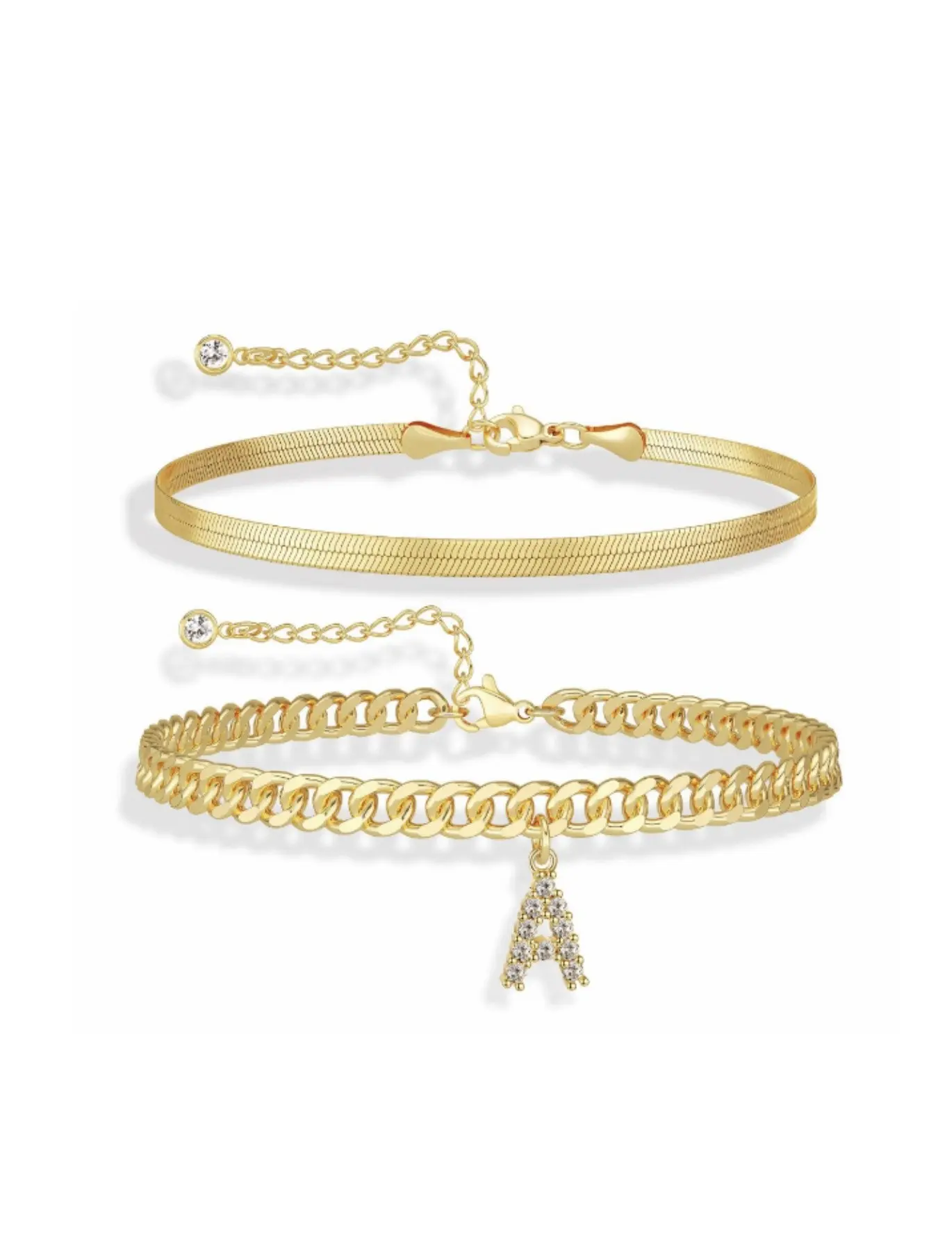 Anklet for Women Gold Layered Anklet Initial Heart A-Z Letter Charm Anklet Adjustable Double Chain Anklet Personalized Gift for Women Beach Summer Vacation Foot Jewelry Mothers Day Gift Ideas, Elegant Accessory