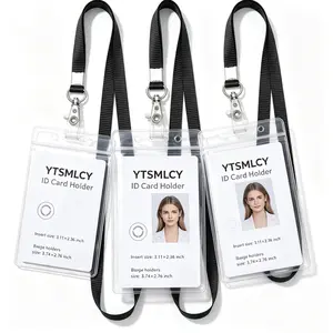 Three-piece expandable lanyard, suitable for ID badges, cruise cards, etc., thickened transparent plastic ID badge holder with lanyard and buckle, Removable Cardholder - Black: Office supplies Clear ID Badge Holder Lanyards With Id Holder