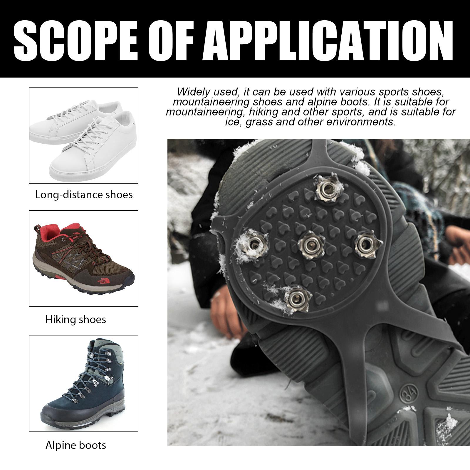 Houkea Anti-Slip Crampon Shoe Covers Outdoor Crampon Snow Shoe Covers for Mountaineering Sports, Anti-Fall, Easy to Put On and Take Off