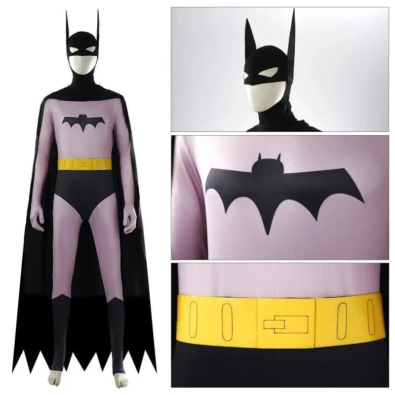 Bat Men Cosplay Costume Bruce Superhero Disguise for Adult Man Jumpsuit Cloak Bat Mask Bodysuit Halloween Carnival Party Clothes