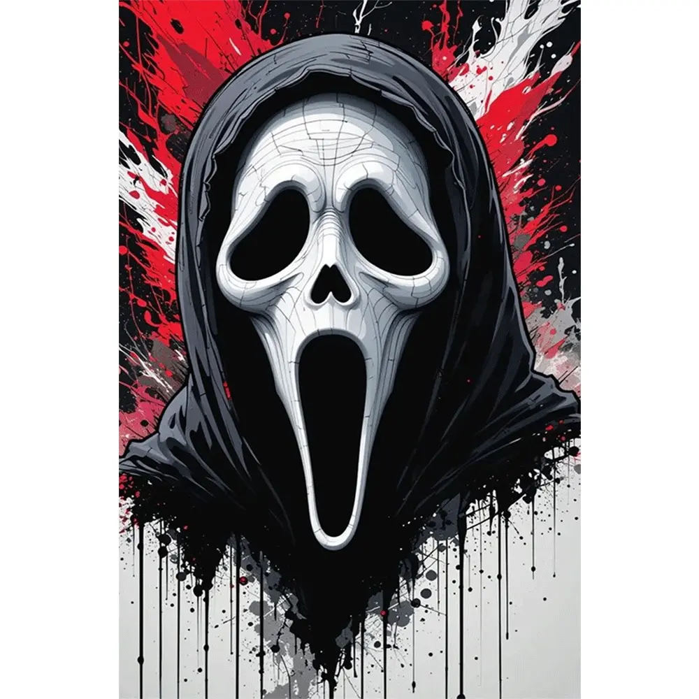 2d flat painting 5D DIY Diamond Painting Kit with Round Diamonds Full Drill Horror Mask Design Including Tools for Home Wall Decor Living Room Bedroom Art Craft Gift