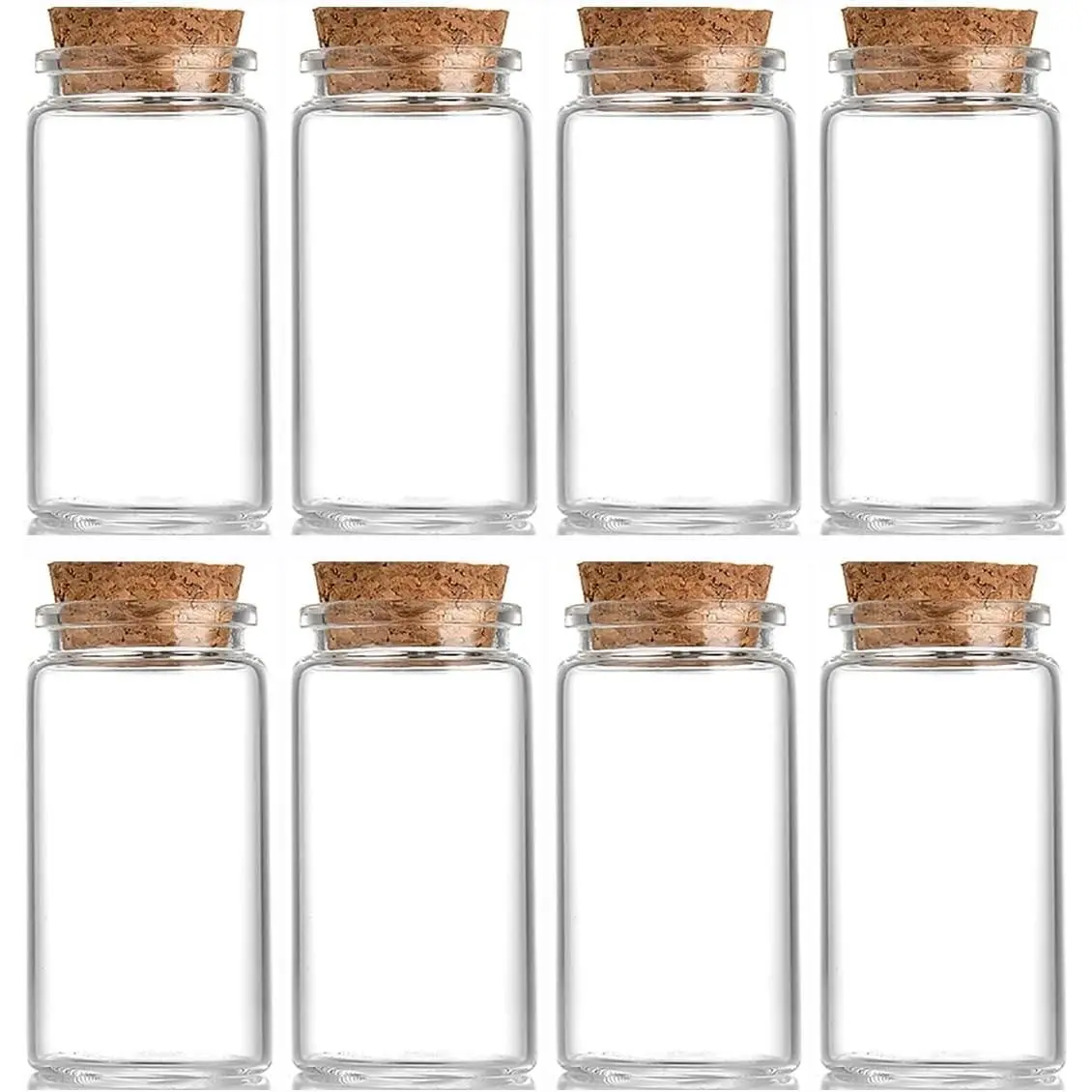8 pcs 50ml Small Glass Bottles with Cork Stopper,Potion Bottles Halloween Candy Glass Bottle Decorative,Vials Jars,Cute Storage Jar,Wishing Bottle 37x70mm(1.46x2.76inch)