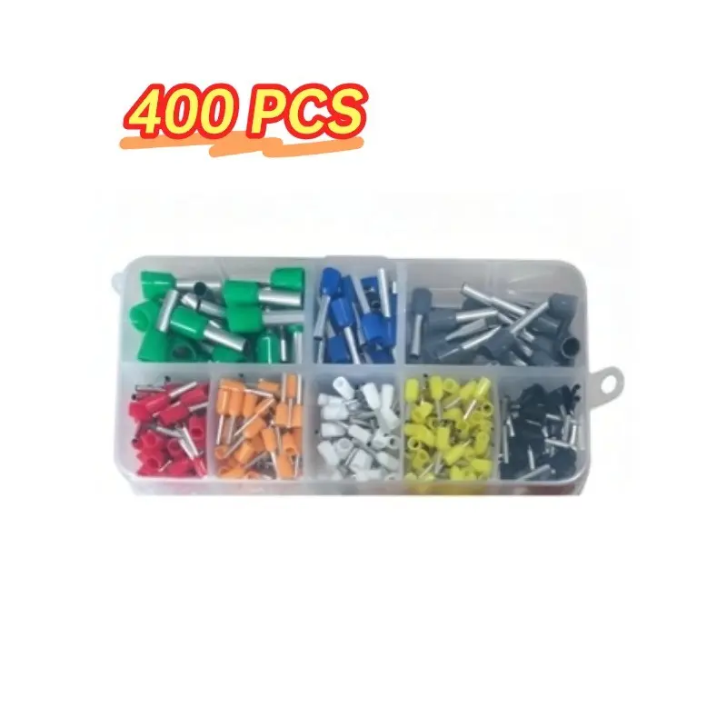 Ferrule Crimping Tool Kit with 400pcs Wire Connectors, Insulated VE Tubular Crimp Terminals, Self-adjustable Ratchet Wire Crimping Tool Kit Crimper Plier Set HSC8 6-4A Hand Tools