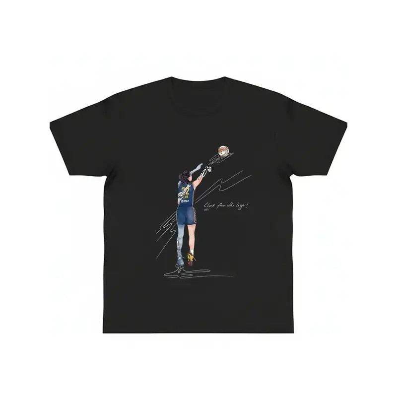 Chalk From The Logo Basketball Graphic Tee for Men Women Black Cotton T-shirt Summer Casual Sports Top