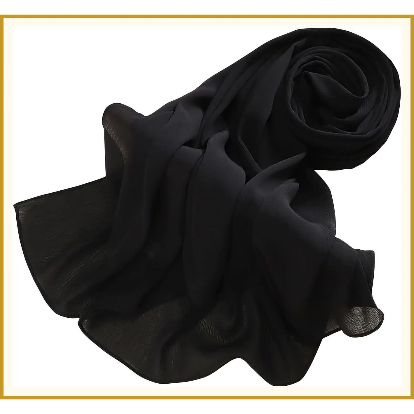 Premium Long Crinkle Chiffon Hijab Scarf for Women - Very Soft Muslim Head Scarves