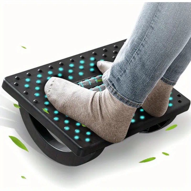 Office desk footrest - Ergonomic office desk footstool - Swinging footrest with roller massage function - Chair leg rest - Suitable for people who sit for long periods of time