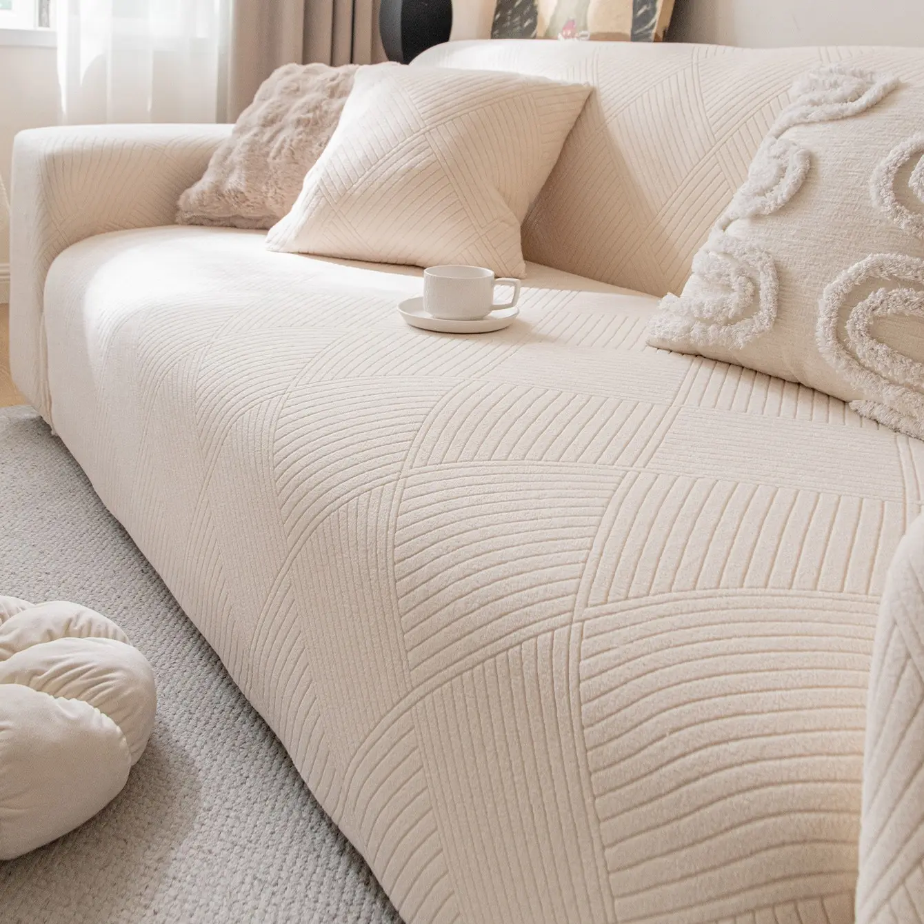 Elastic Dust-Proof Washable Sofa Cover, Reusable Furniture Protector, Non-Slip, Fits 1-5 Seater, Easy Install, for Living Room, Office & Home Decor