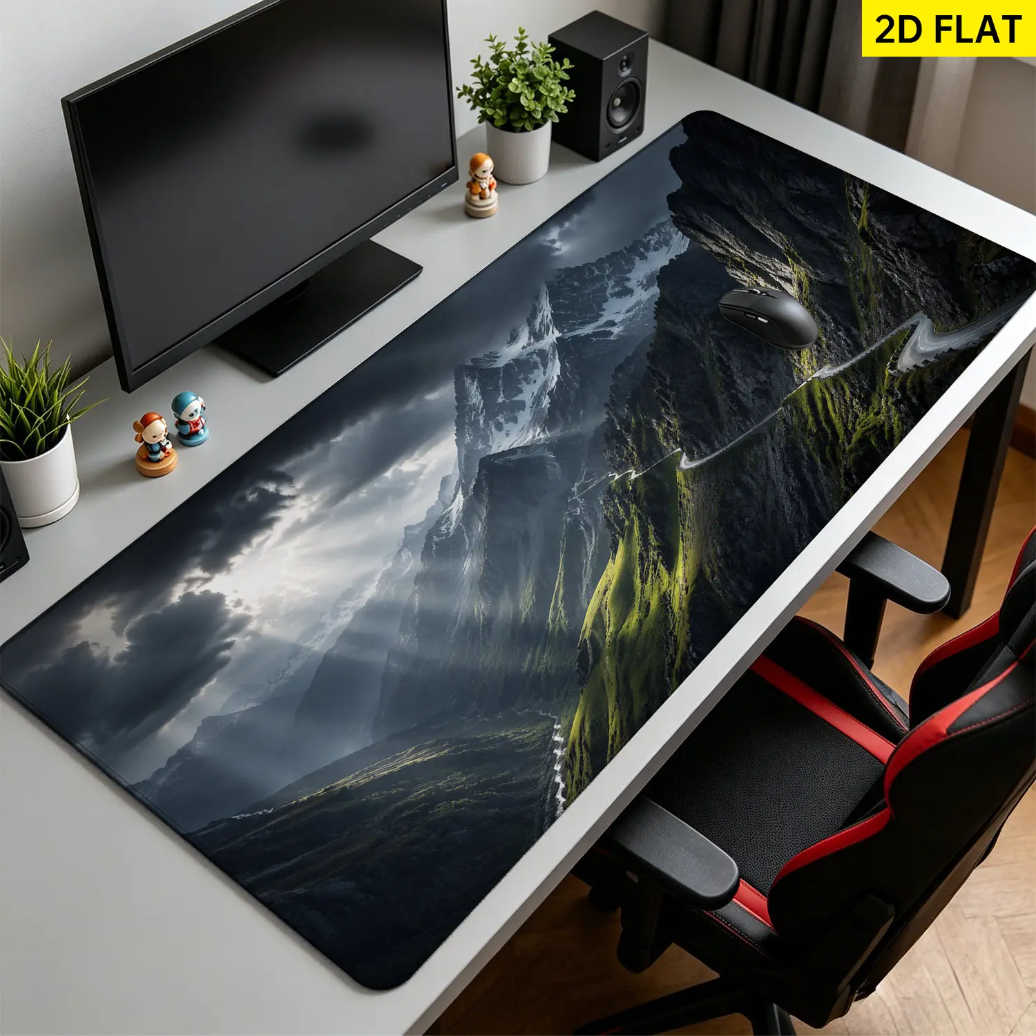 Extra Large snowy mountain landscape Mouse Pad, Non Slip Rubber Pad, Desktop Decoration Drotection Pad, Washable, Lock Edge Multi Size, Premium Multipurpose Mousepad For Office, Gaming Desk, Gift for Family and Friends