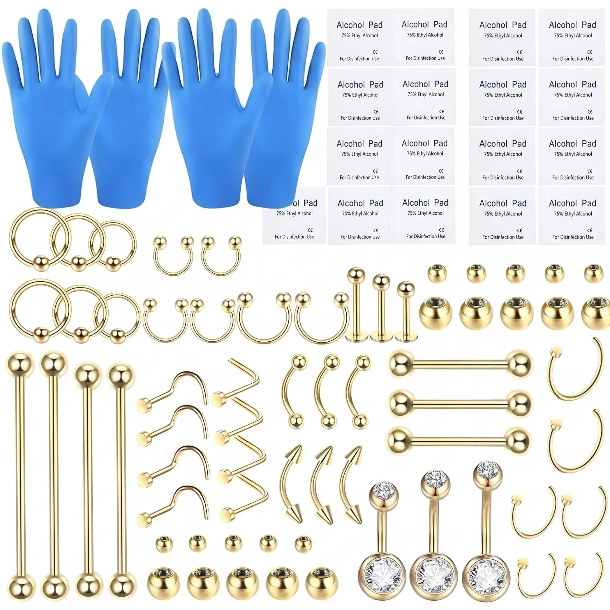 Piercing Kits Stainless Steel 20G 18G 16G 14G 12G Lip Nose Tongue Tragus Cartilage Daith Eyebrow Belly Button Rings Clear Retainer Piercing Jewelry