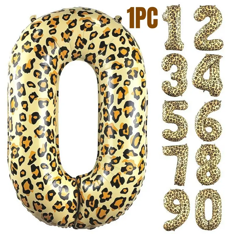 40-Inch Aluminum Foil Balloon, Leopard Print Party Decor, Leopard Balloons, Jungle Theme Birthday Photo Prop, Tropical Rainforest Party Supplies