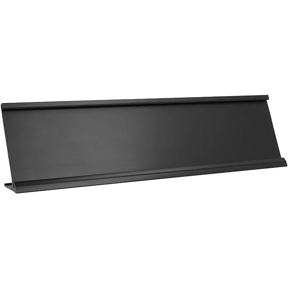 2"x 8"Aluminum Name Plate Holder for Desk - Office Business Door Sign Holder - Black