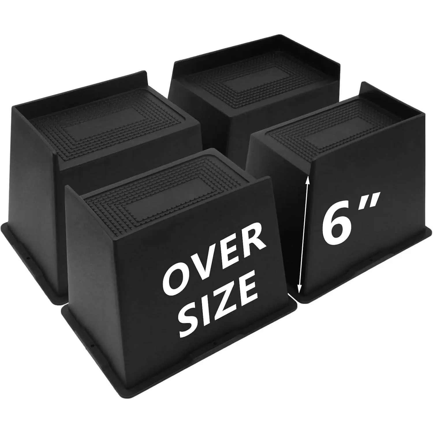 4 Pack 6 Inch Heavy Duty Oversized Bed Risers, Extra Wide Furniture Lifts for Table, Sofa, Couch, Desk, Bed Frame, Dorm Twin XL, Supports Up to 6,500 Lbs