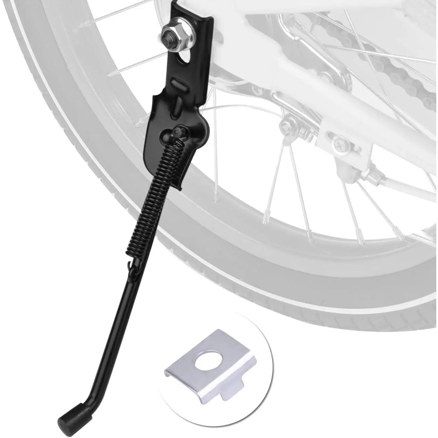 SEISSO Bike Kickstand for Kids Bike, Universal Rear Side Bicycle Kick Stand, Premium Steel with Pad, Replacement Child Kickstand