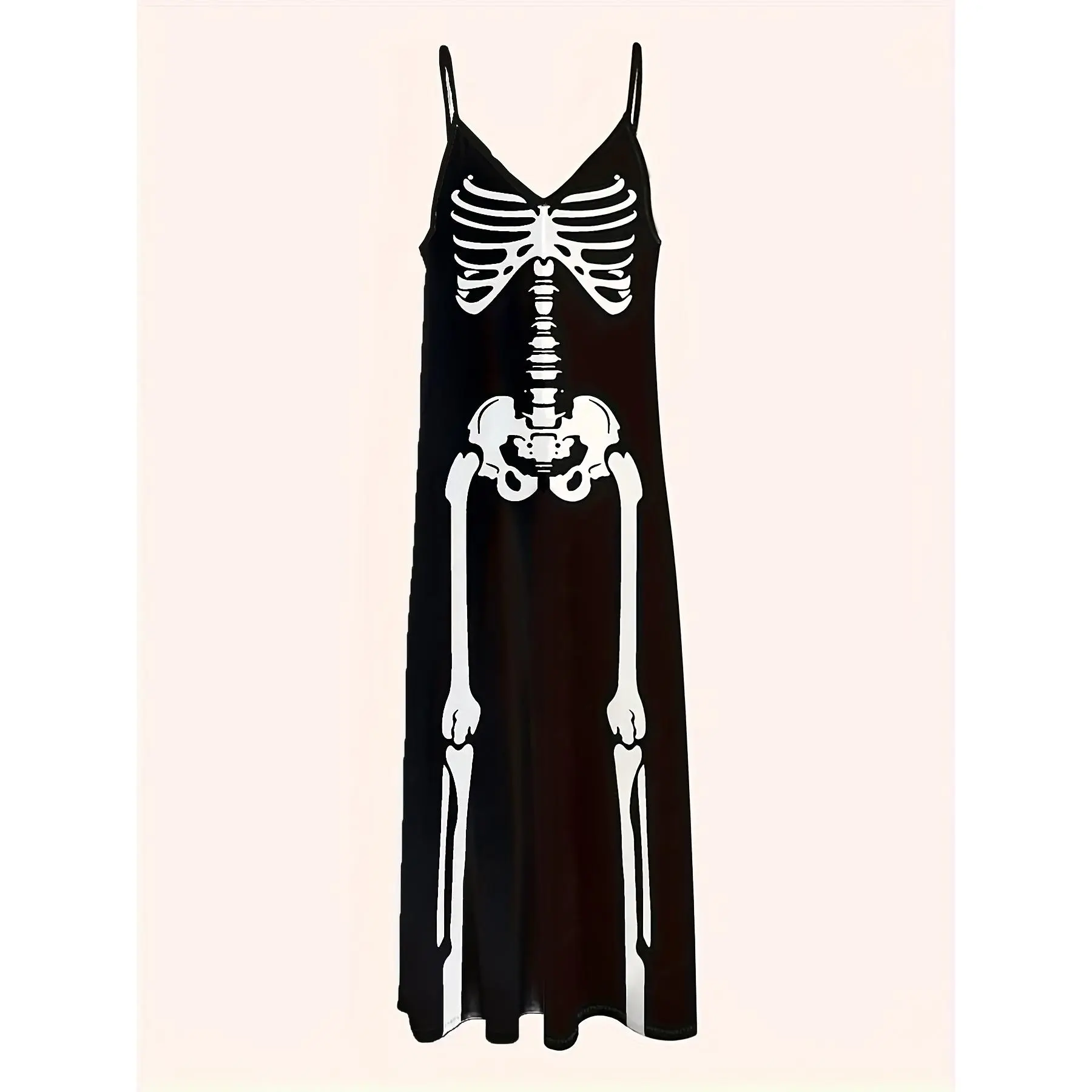 [eryu directional] Versatile knitted long slip dress with skull pattern print