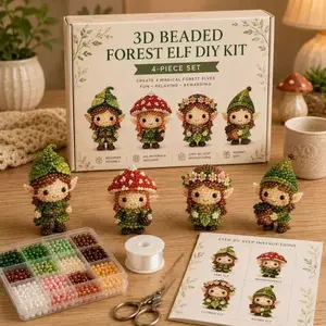 3D Bead Magic Elf DIY Craft Kit, Beginner-Friendly Plastic Beads with Tools, Home Decor, Halloween Gift, Non-Finished Set