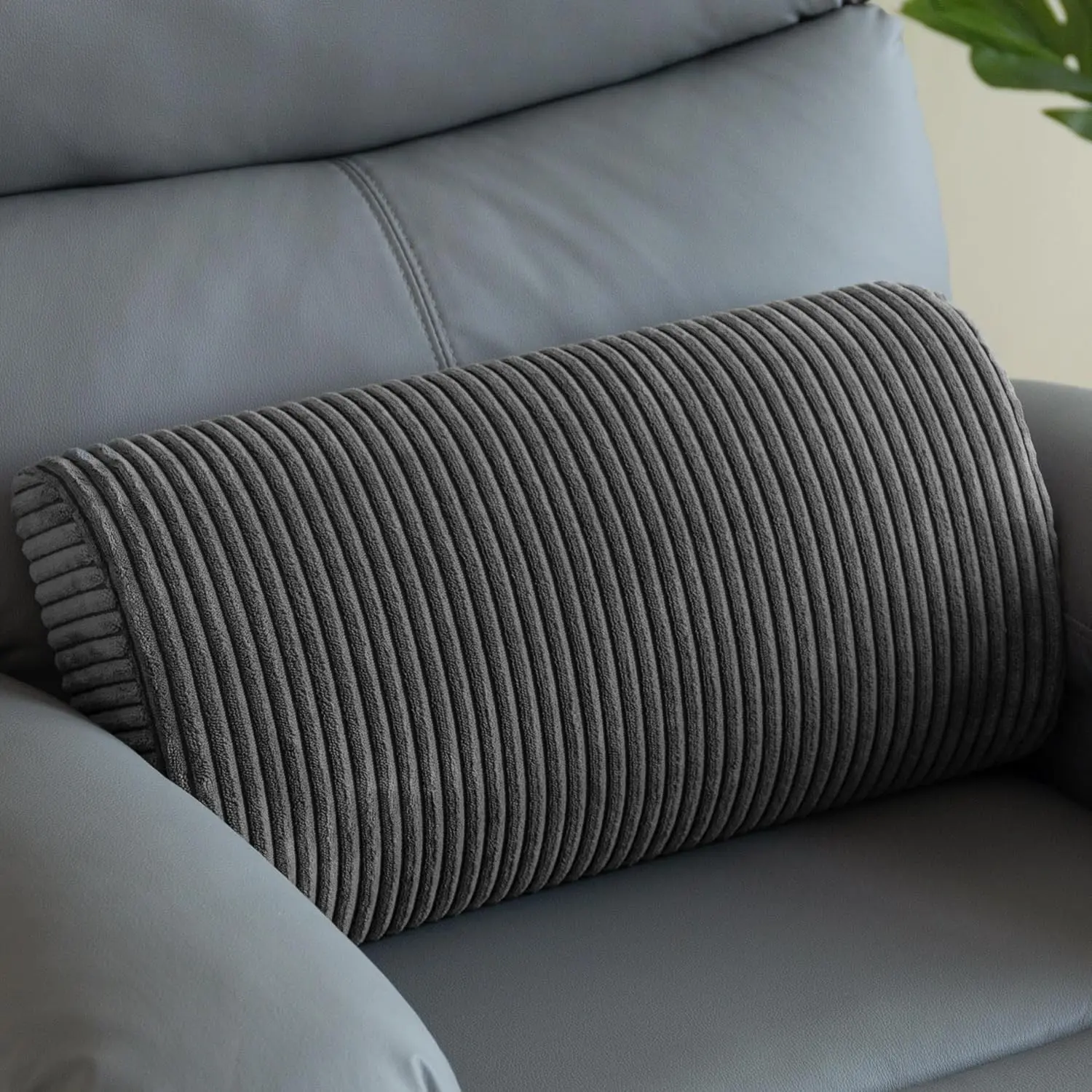 Memory Foam Lumbar Support Pillow for Recliner Chair, Accent Chair, Couch, Elderly Back Pain Relief, Washable Cover, Dark Grey