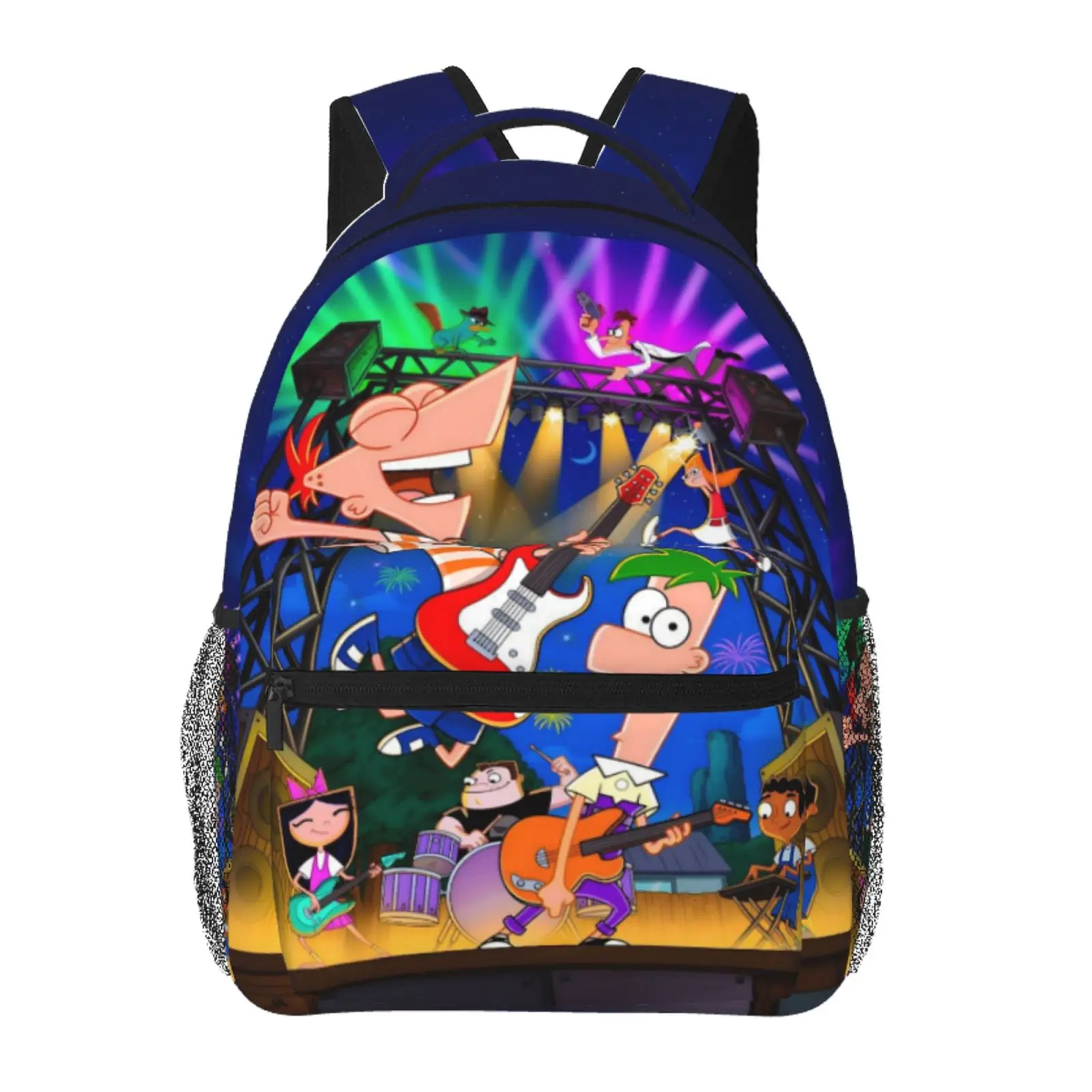 Phineas And Ferb Graphic Backpack - Anime Lightweight Unisex School Bag with Adjustable Straps, Best Friend Thanksgiving Valentine's Day Hunting Gift for Teens