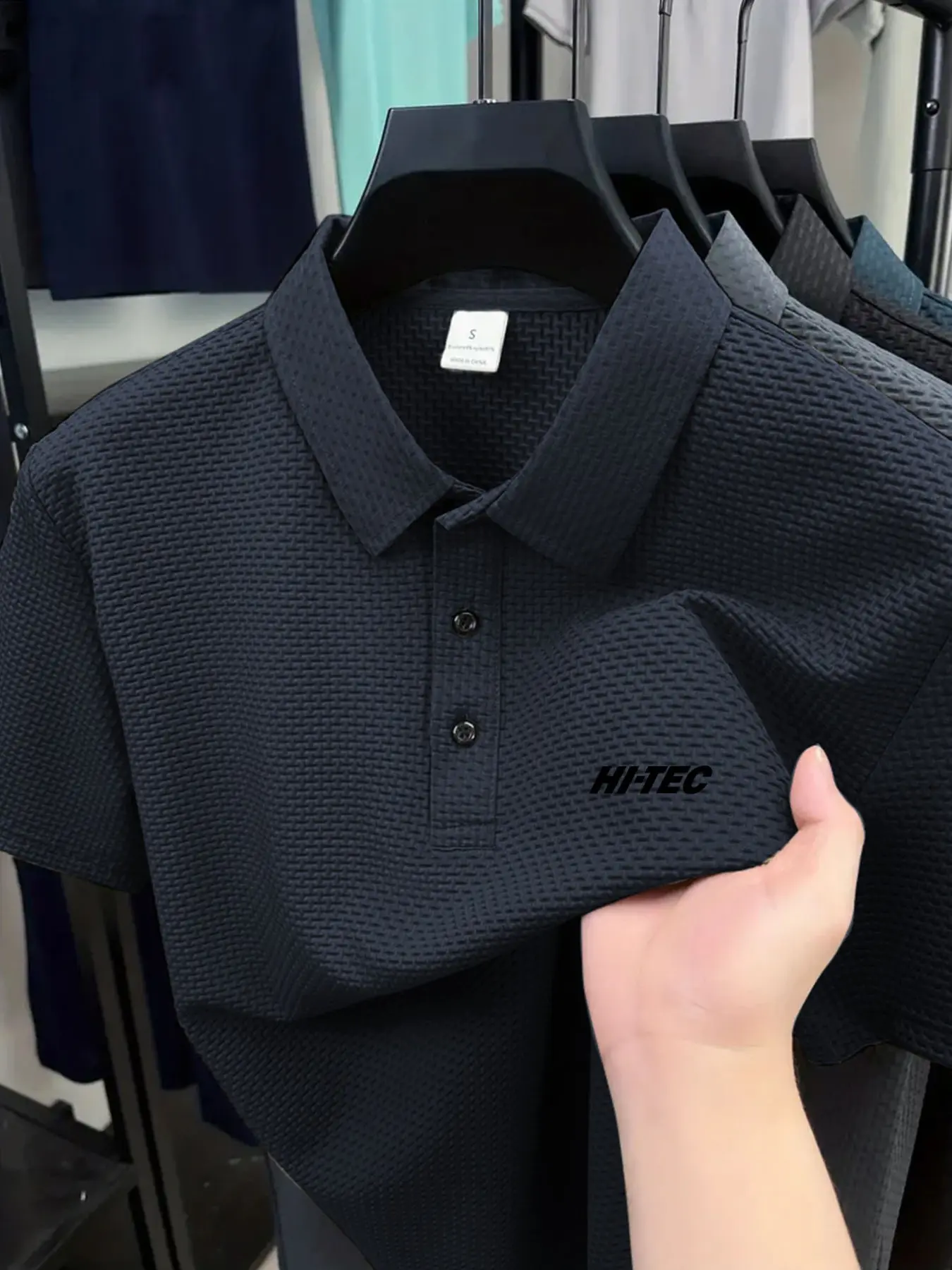 HITEC Golf Course Men's Polo Professional Quick Drying Elite Social Robe Men's Ice Feel Quick Drying Polo Shirt Polyester Spandex Blended Summer Moisture wicking Sweat