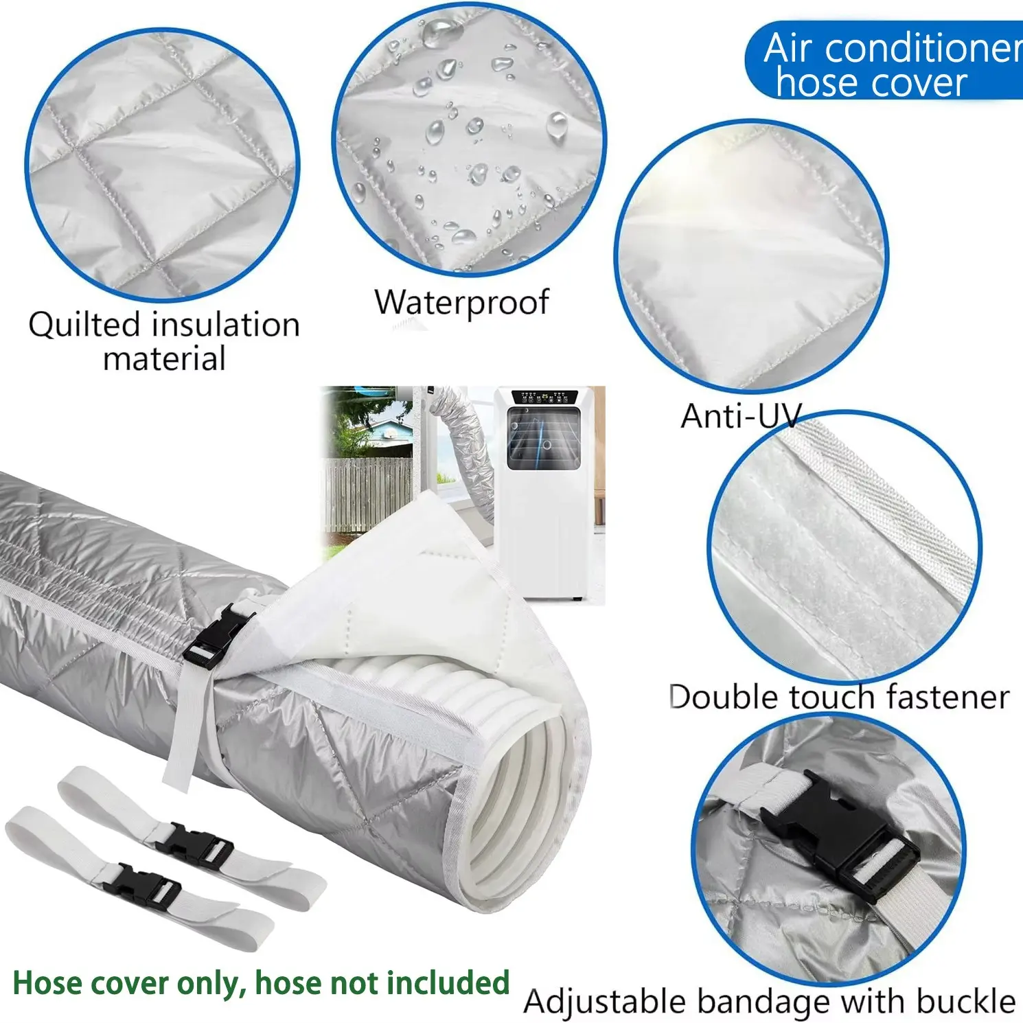 Air Conditioning Hose Protector, Insulated Pipe Sleeve, Weatherproof Air Conditioner Hose Cover, Replacement Cover, Suitable for Stores, Basements, Homes