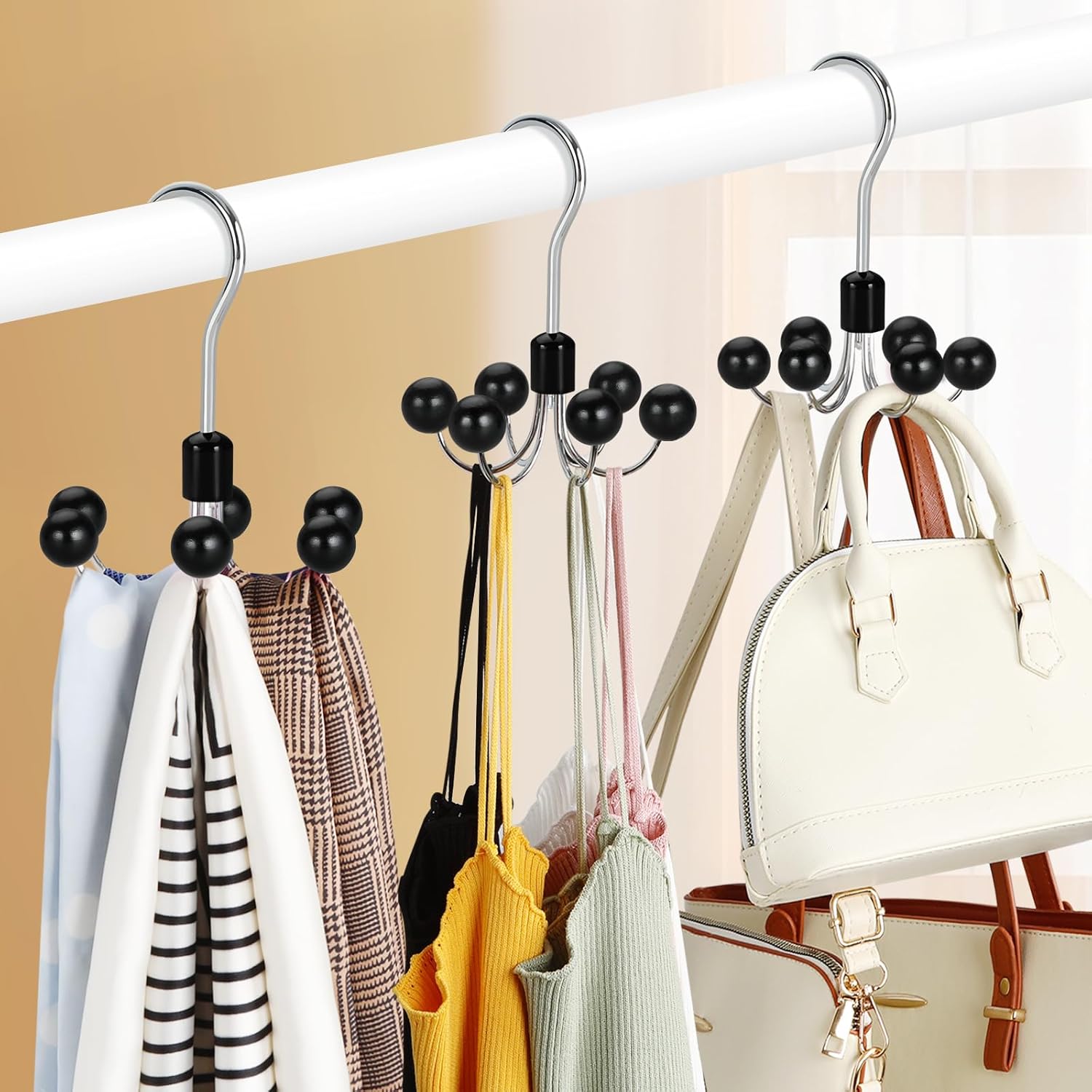 Hoodie s with 6  Balls, 360?Swivel Purse , Scarf , Closet Hooks, Handbag Organizer, Bra , Accessory Organizers for Scarf, Tanktop, Hat, Hoodie CT56B