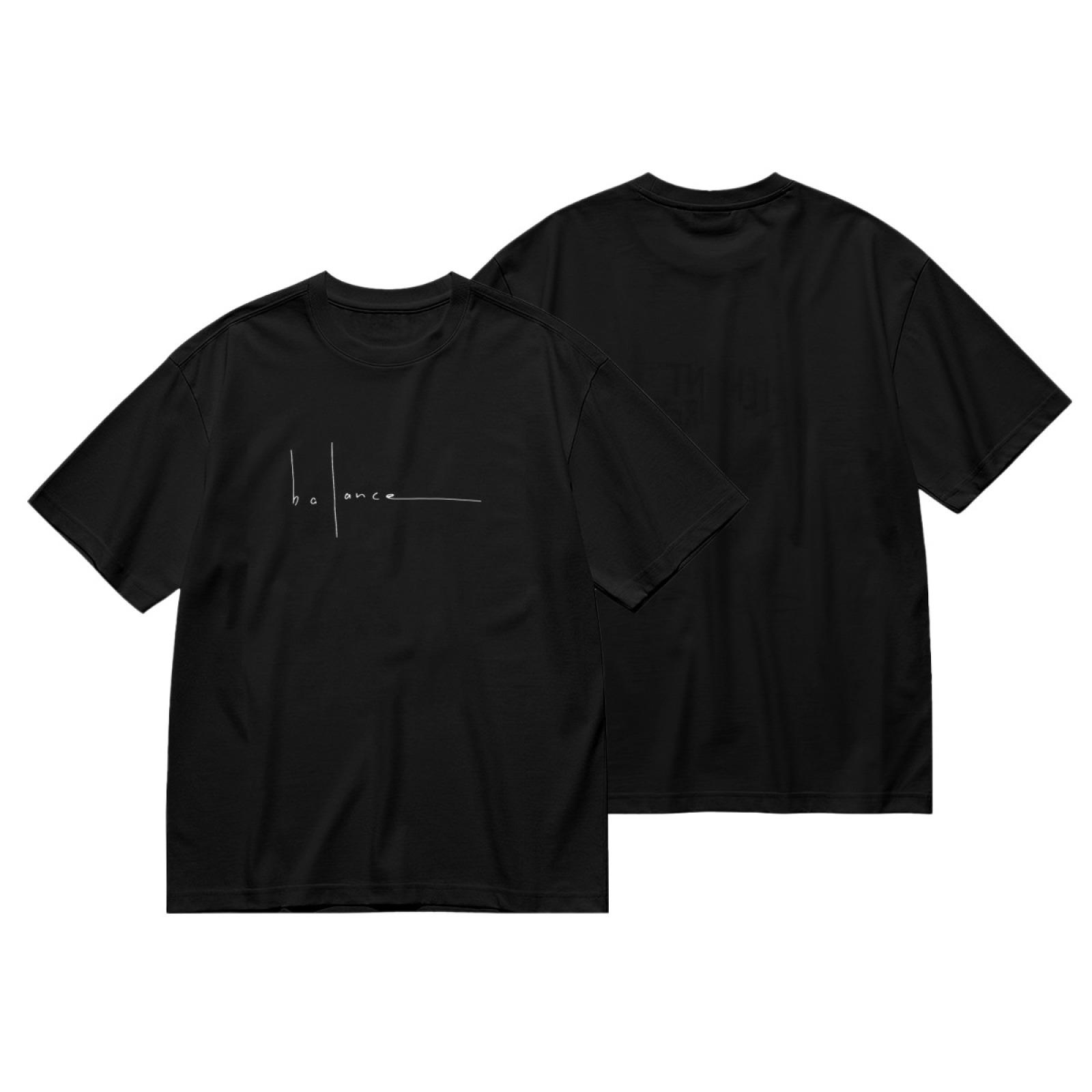 Unisex Vintage Graphic T-Shirt White "Balance" Minimalist Text Design 100% Cotton Crew Neck Summer Outfits Machine Washable Trendy Tees