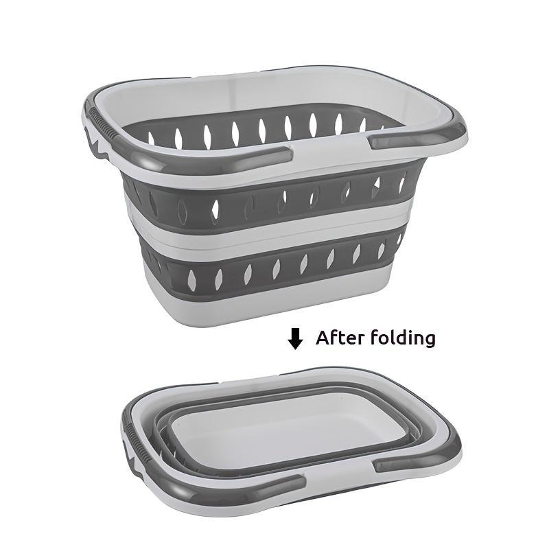 Foldable Laundry Basket with Handle, Durable Plastic, Space-Saving Rectangle Design for Bedroom and Bathroom, Easy to Clean Storage Solution, Collapsible Laundry Hamper