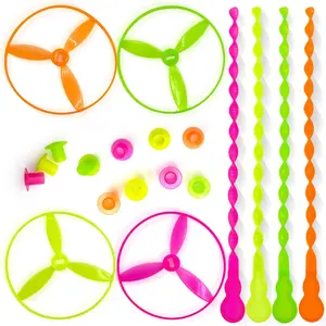 50 Pcs Plastic Flying Helicopter Toy Set Flying Twist Disc with Launchers Spinning Bamboo Dragonfly Plastic Propeller for Kids Party Favors Giftsfidget toys