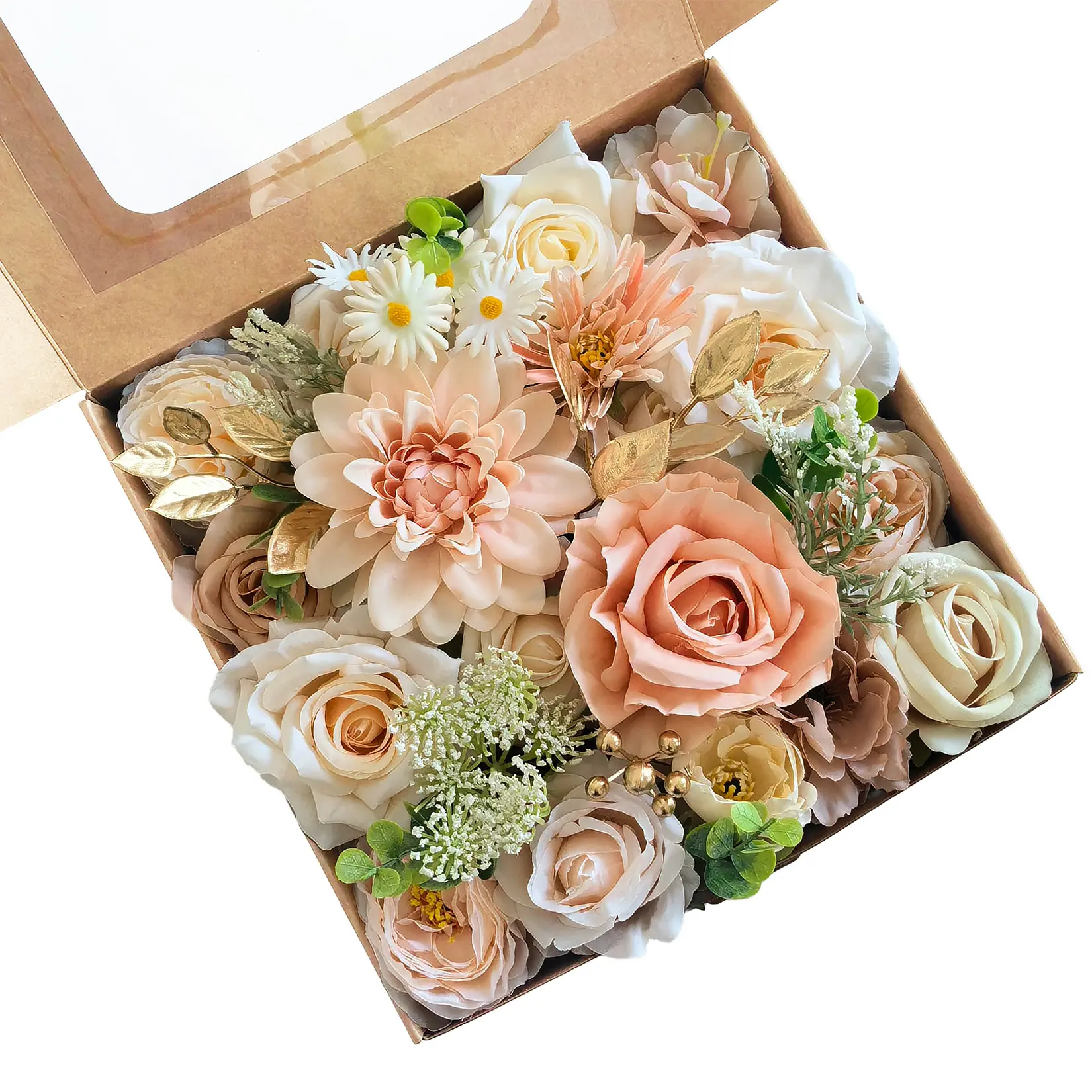30 Pcs Bulk Artificial Silk Flowers, Realistic Fake Flowers with Iron Stems for Indoor Floral Arrangements & Event Decoration